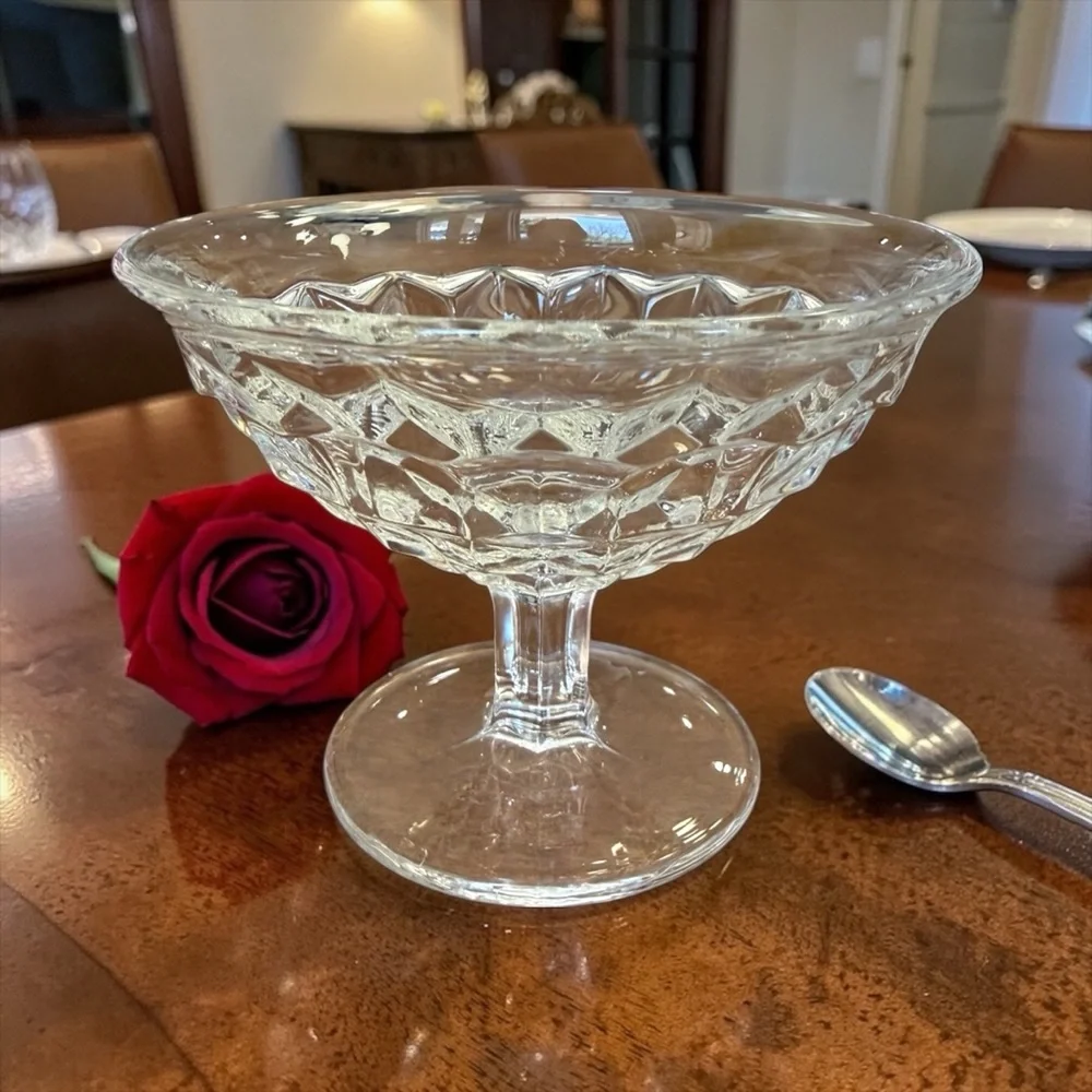 Vintage Fostoria American Clear Glass Low Sherbet Dessert Bowl